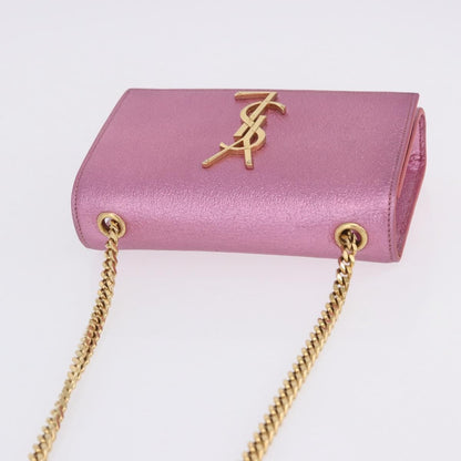 Saint Laurent Classic Monogram Metallic Leather, Pink, Leather, Crossbody Bag