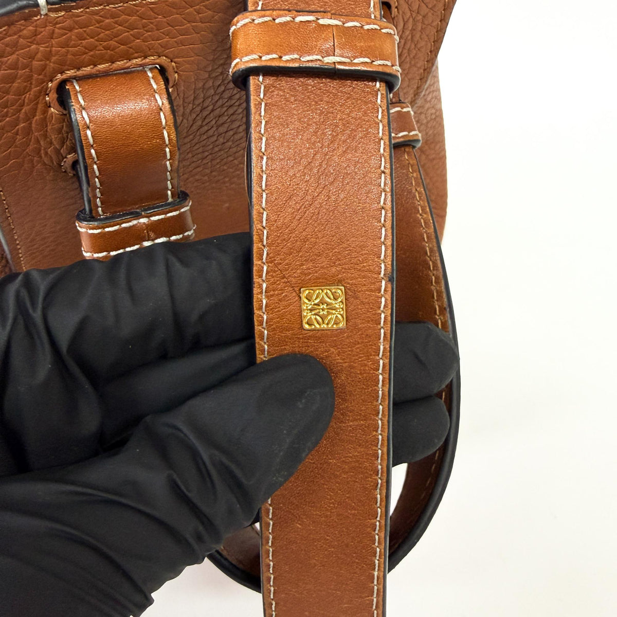 Loewe Hammock Leather, Brown, Leather, Handbag