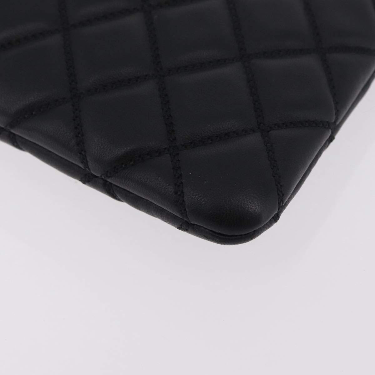 Chanel Bicolor Boy O Case Clutch Lambskin, Black, Leather, Clutch