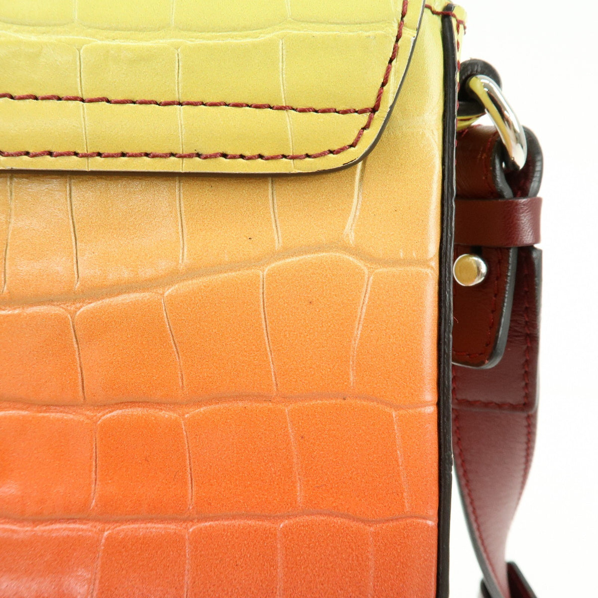 Chloe C Flap Crocodile Embossed Leather, Multicolour, Leather, Handbag