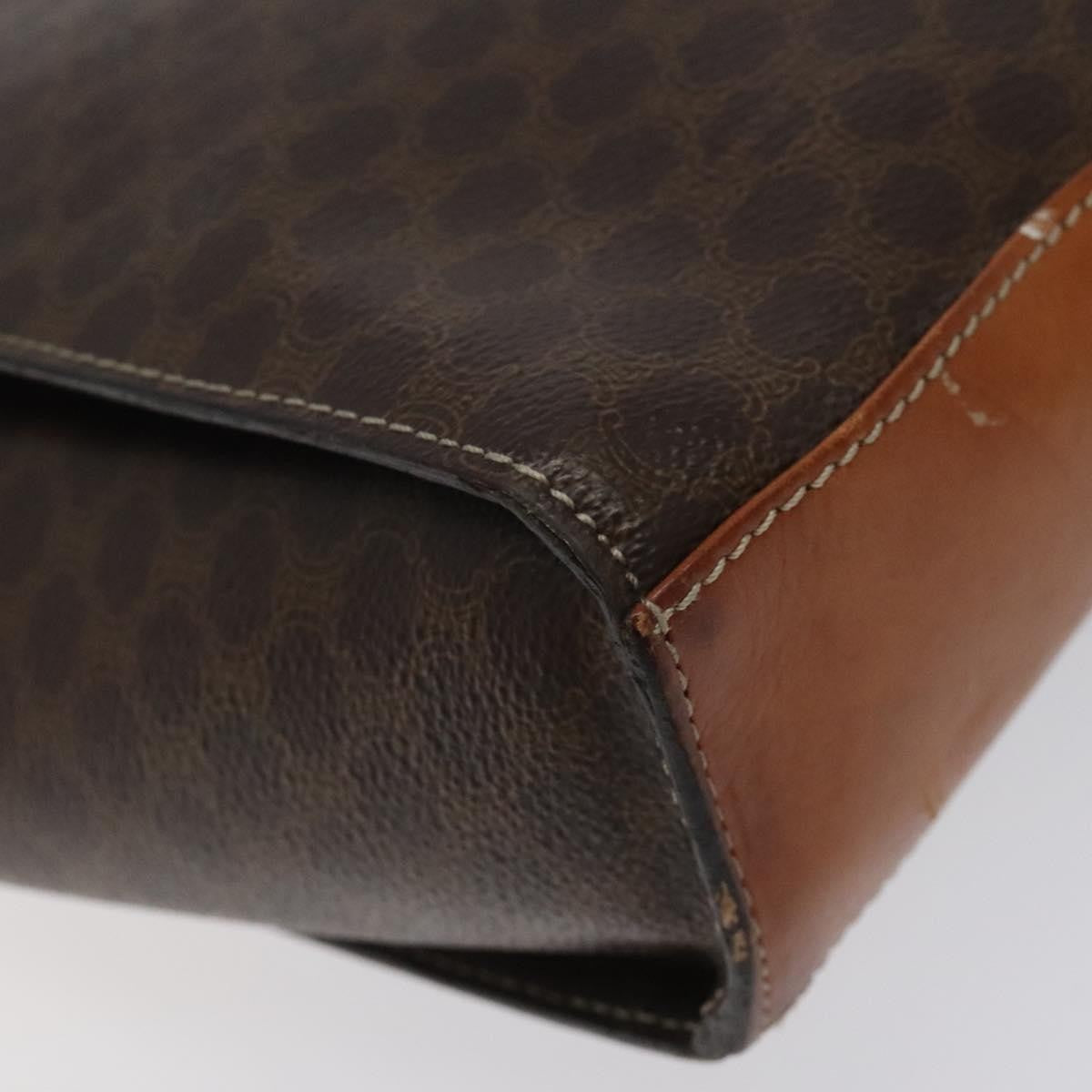 Celine Vintage Macadam Circle Logo Canvas and Leather, Brown, Canvas, Shoulder Bag