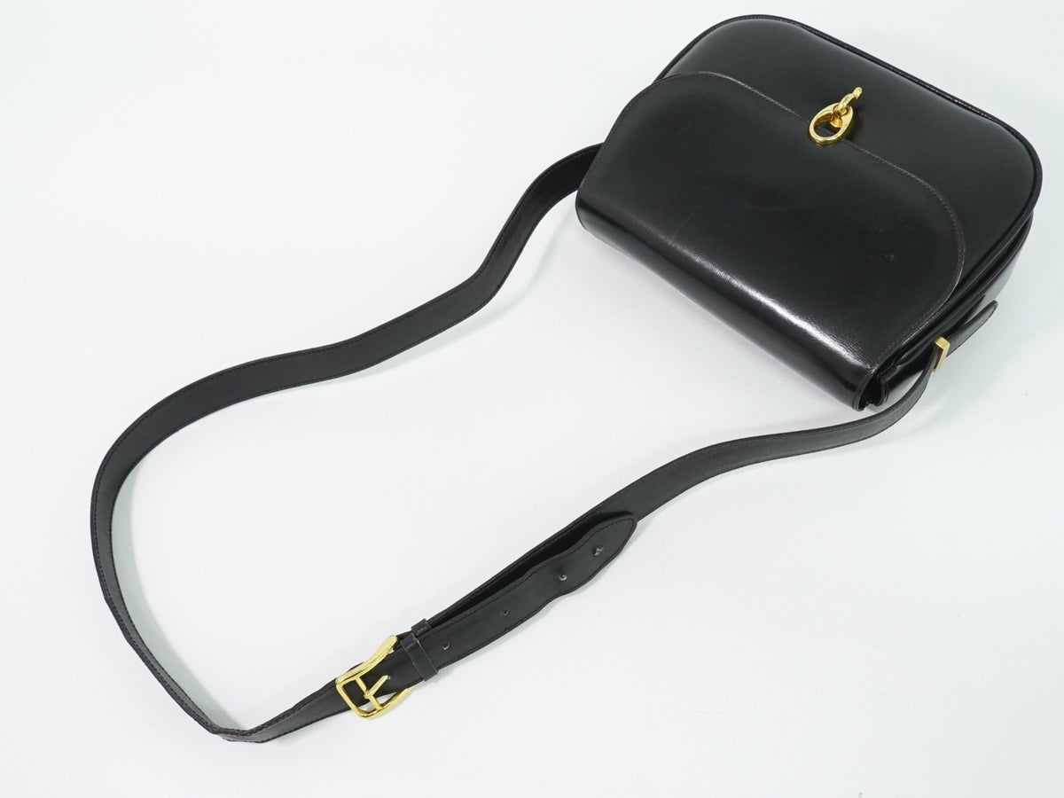 Celine Shoulder Leather, Black, Leather, Shoulder Bag
