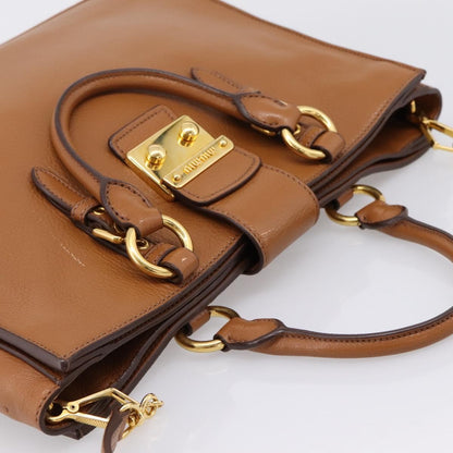 Miu Miu Madras Convertible Lock Leather, Brown, Leather, Tote Bag