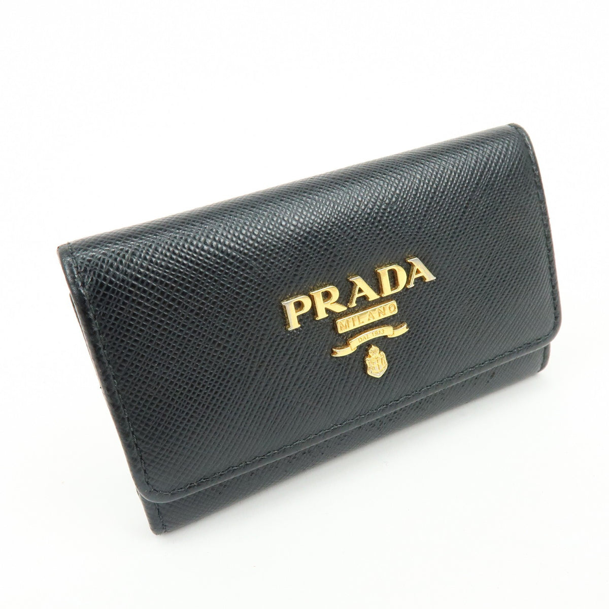 Prada Flap Saffiano Leather, Black, Leather, Wallet