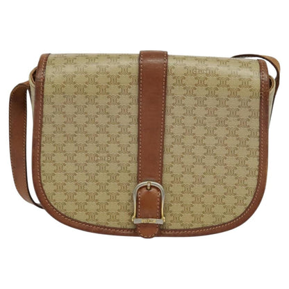 Celine Vintage Macadam Canvas and Leather, Beige, Canvas, Shoulder Bag
