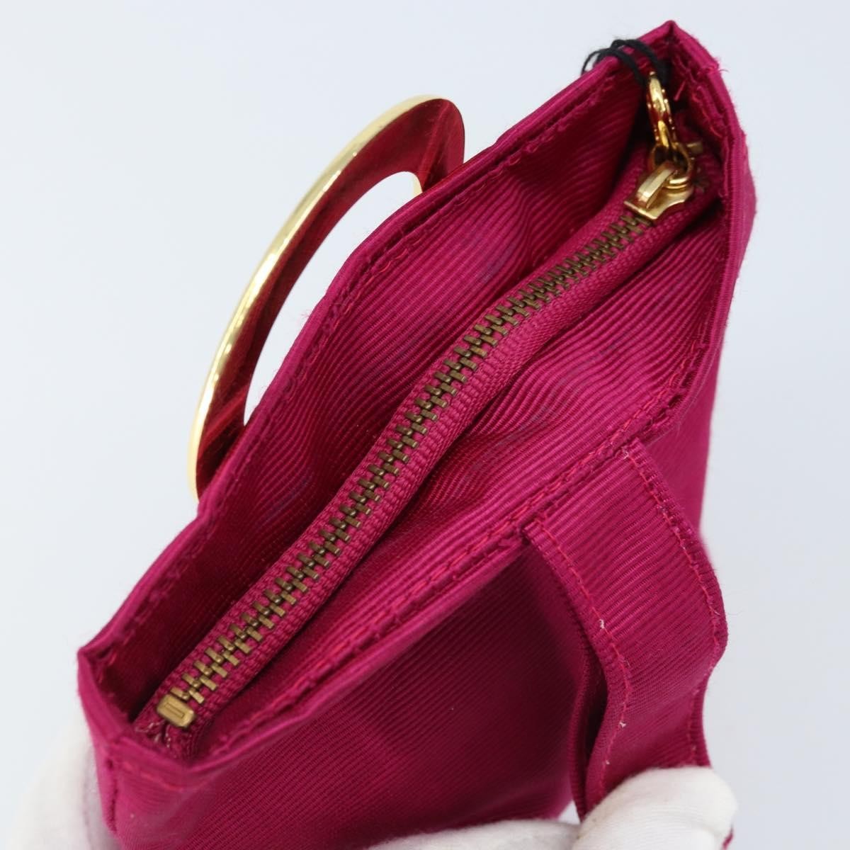 Celine Circle Logo Canvas, Pink, Canvas, Clutch