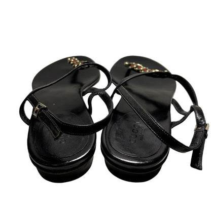 Сандалии Gucci Flat с Т-образным ремешком, размер 37,5, черные