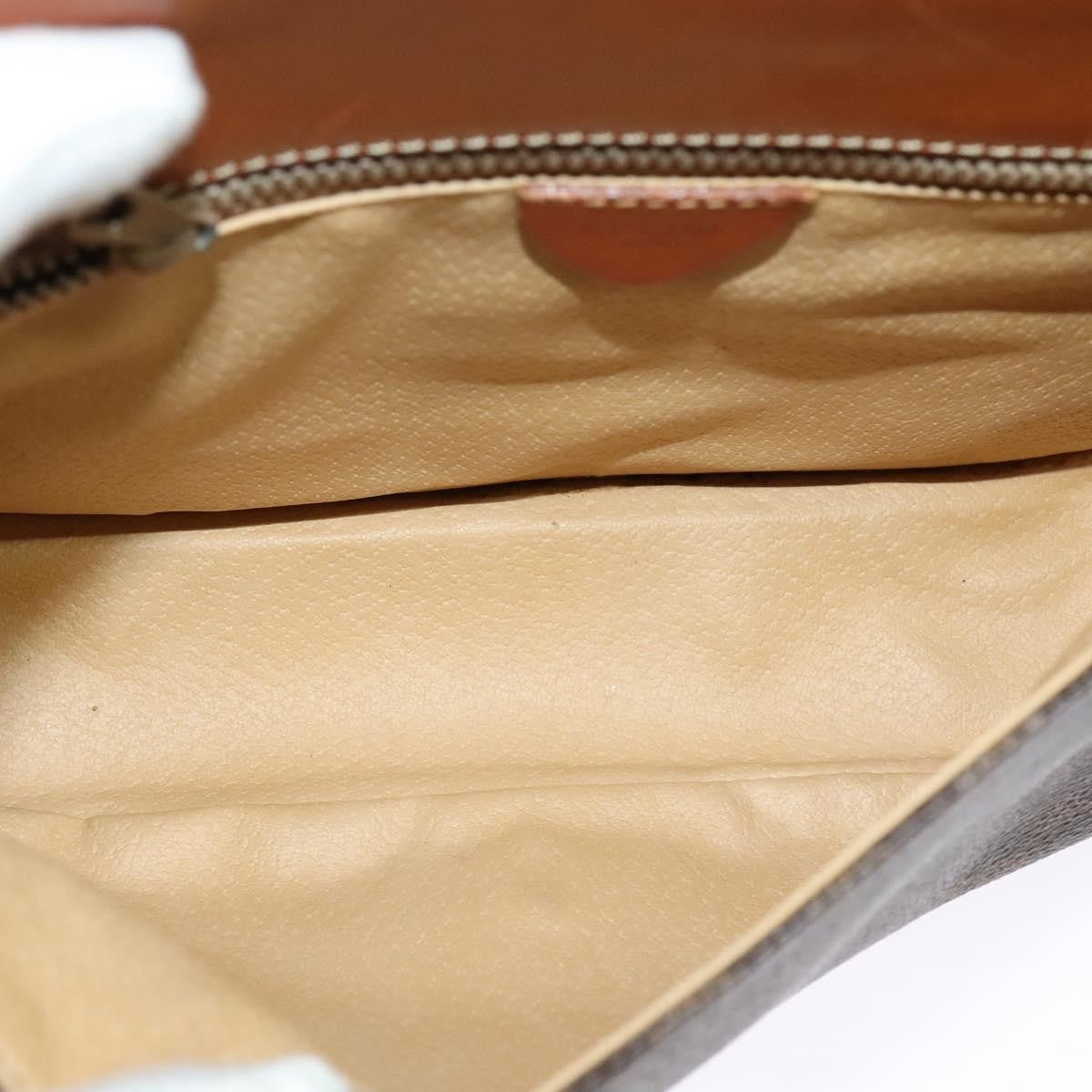 Celine Vintage Macadam Canvas and Leather, Brown, Canvas, Shoulder Bag