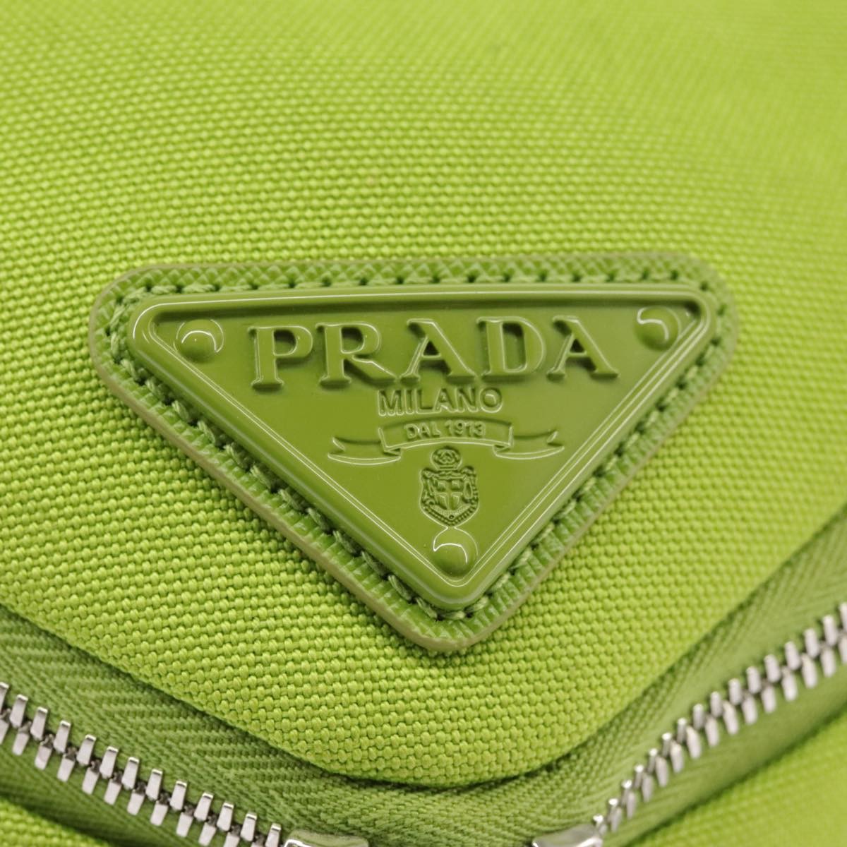 Prada Zipped Triangle Canvas, Green, Canvas, Crossbody Bag