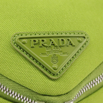 Prada Zipped Triangle Canvas, Green, Canvas, Crossbody Bag