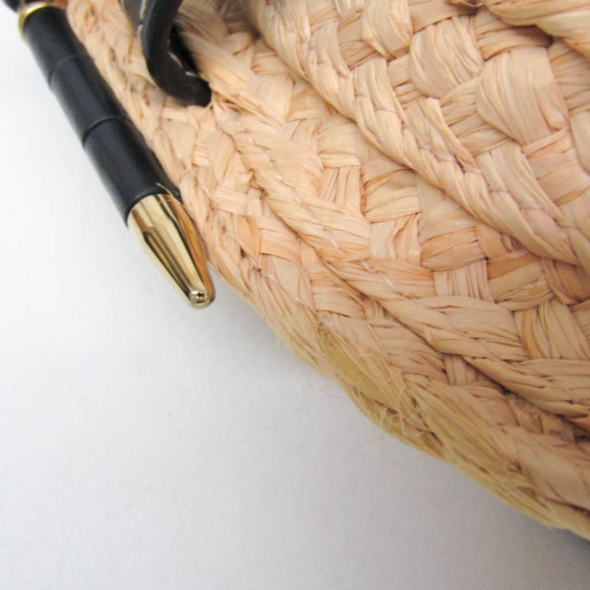 Loewe Gate Leather Leather with Raffia, Black, Leather, Shoulder Bag