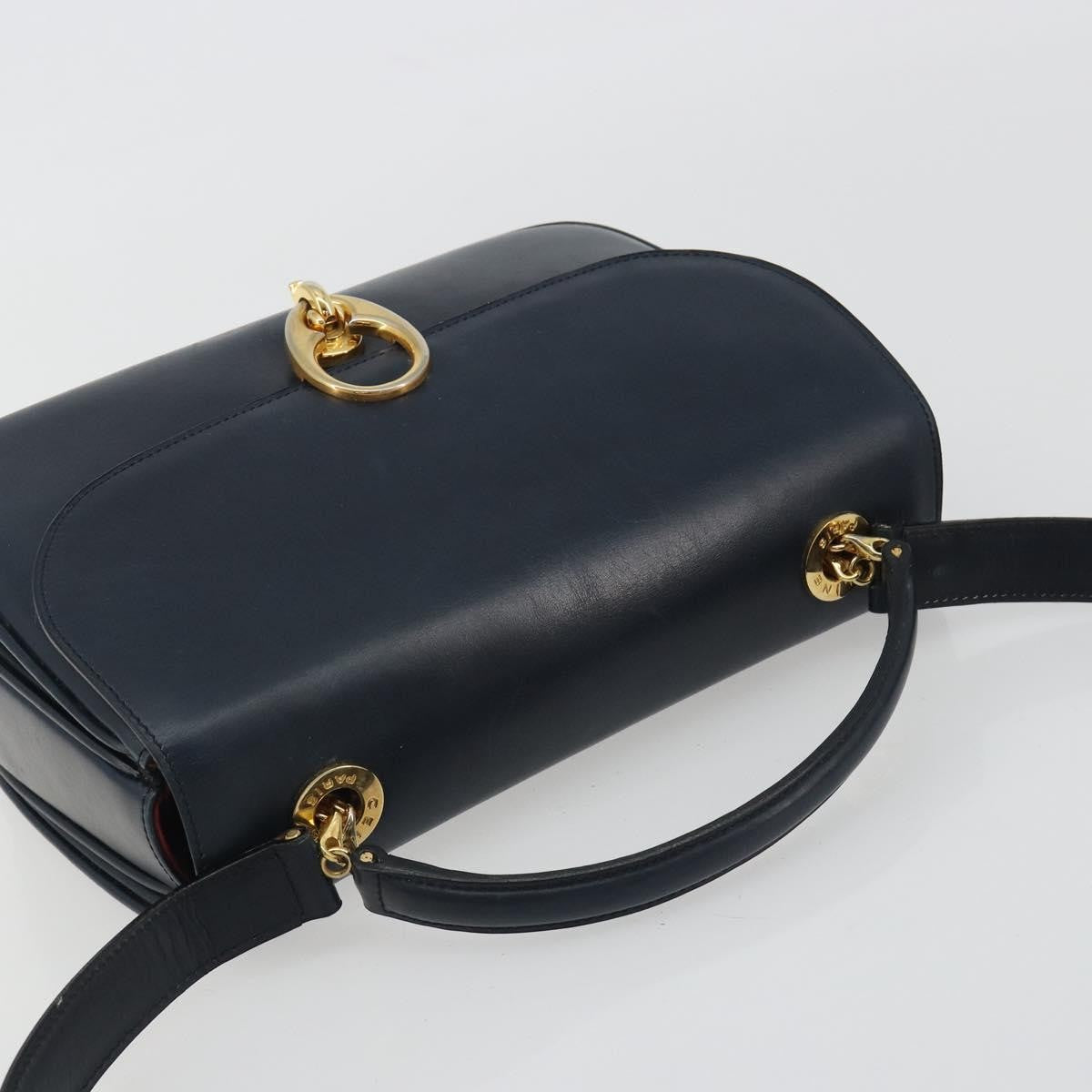 Celine Flap Shoulder Leather, Navy, Leather, Shoulder Bag