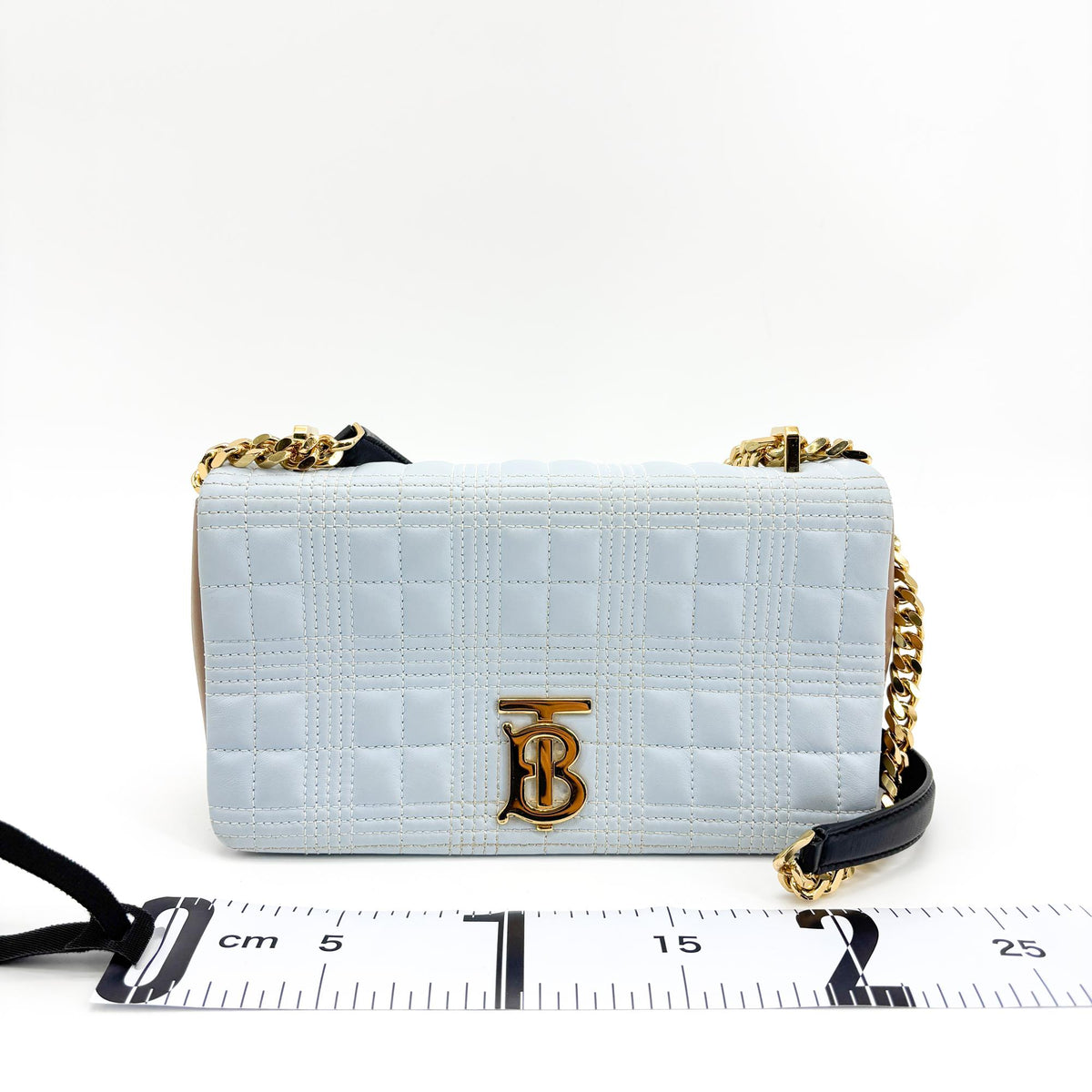 Burberry Lola Camera Quilted Leather, Blue, Leather, Handbag