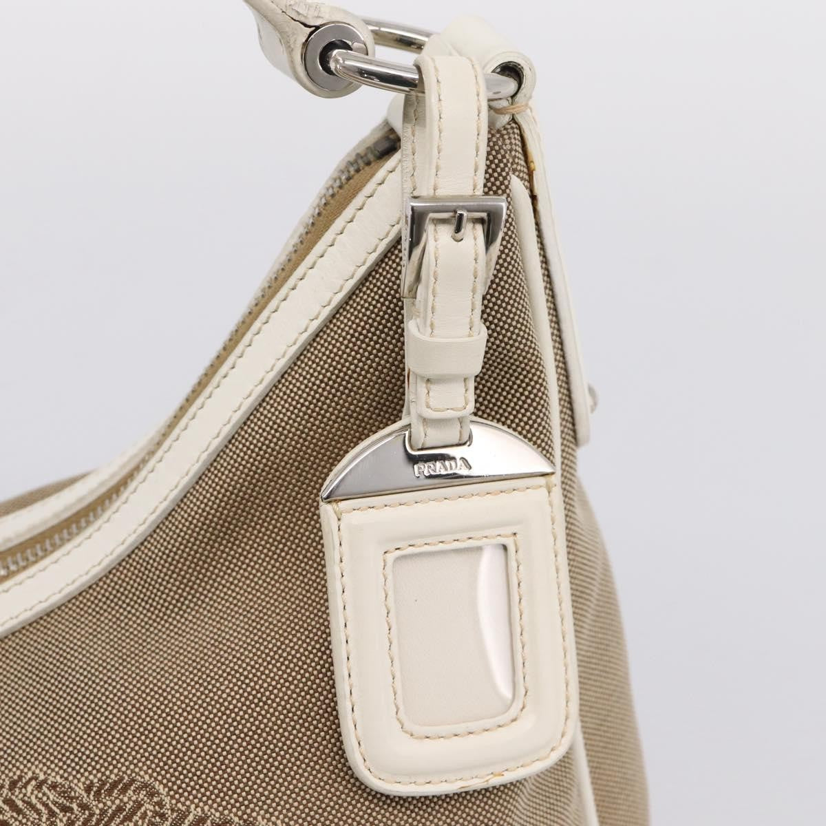 Prada Canapa Hobo Canvas with Leather, Beige, Canvas, Shoulder Bag