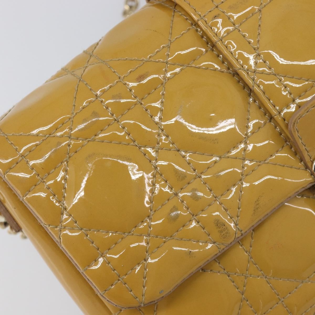 Christian Dior New Lock Cannage Quilt Patent, Yellow, Patent Leather, Clutch