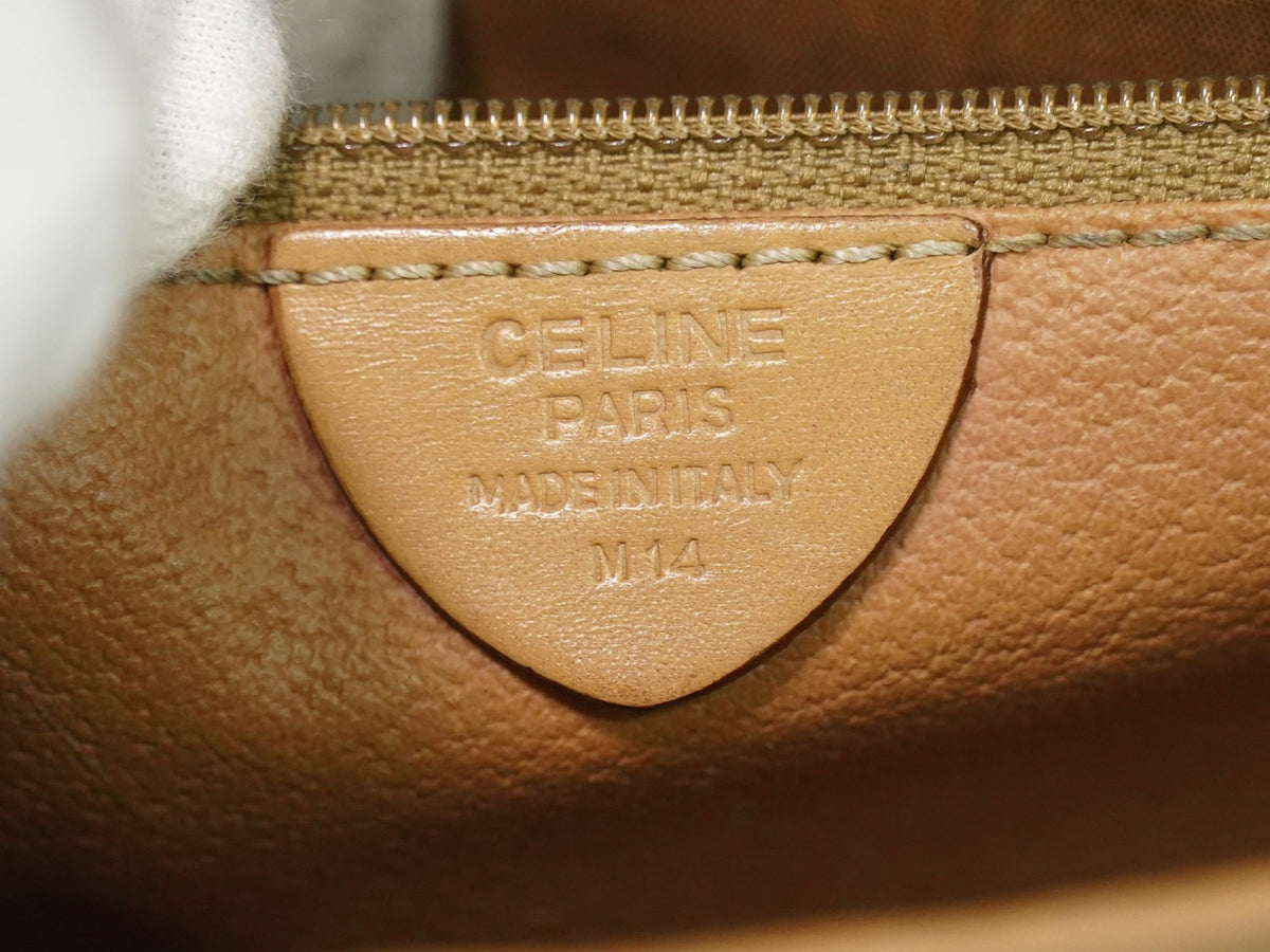 Celine Vintage Macadam Canvas and Leather, Brown, Canvas, Shoulder Bag