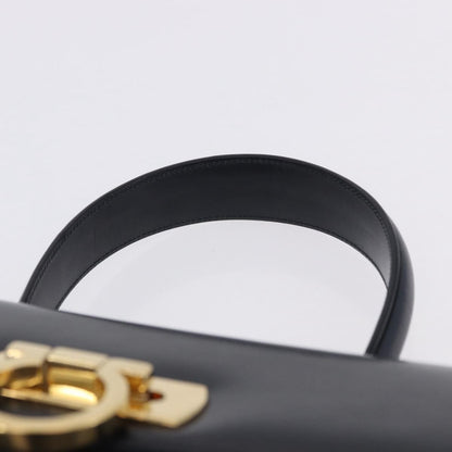 Salvatore Ferragamo Convertible Top Handle Leather, Navy, Leather, Handbag