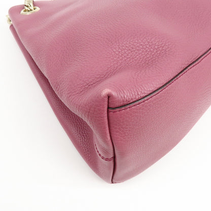 Gucci Soho Chain Strap Leather, Purple, Leather, Shoulder Bag