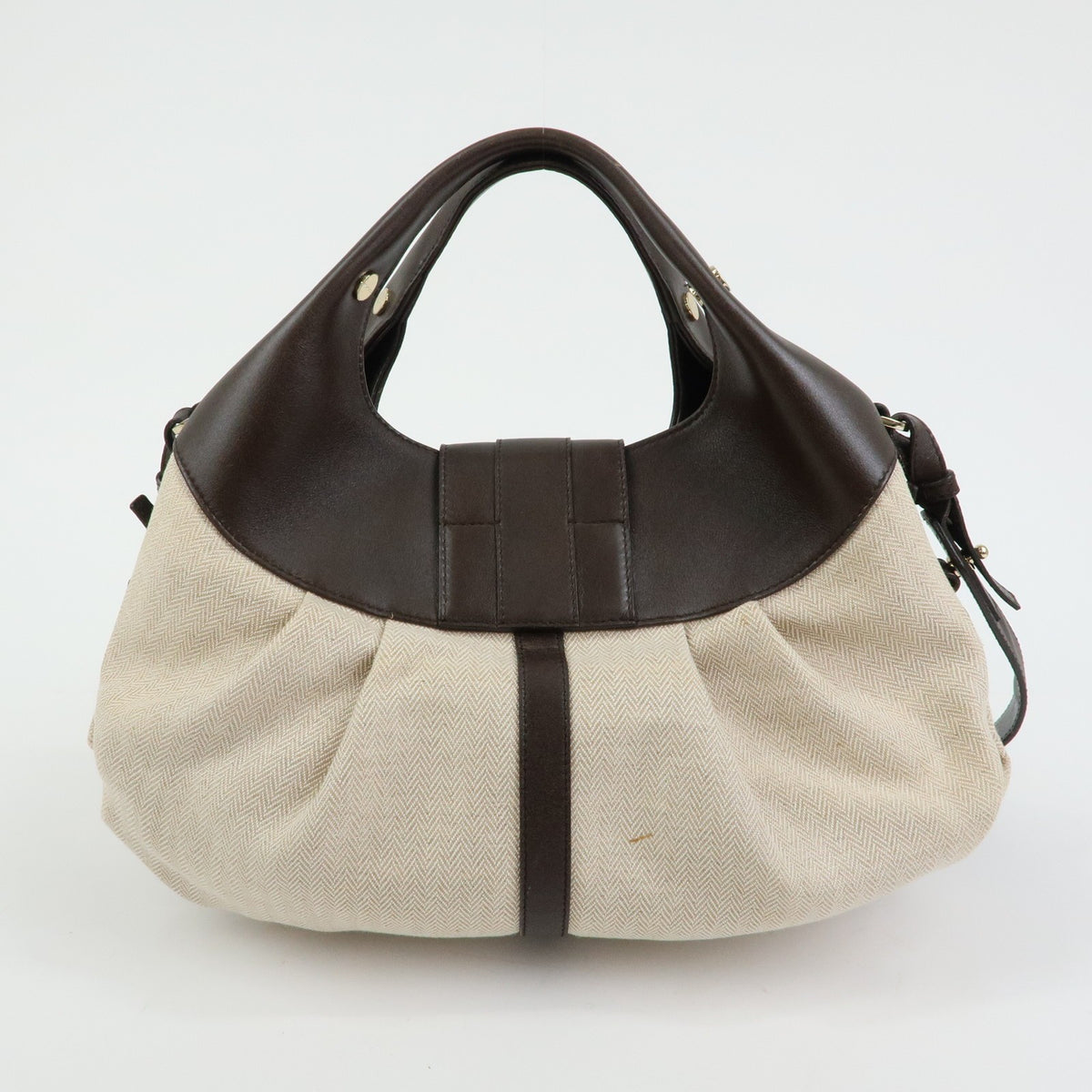Bvlgari Chandra Hobo Canvas and Leather, Beige, Canvas, Shoulder Bag
