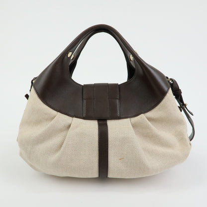 Bvlgari Chandra Hobo Canvas and Leather, Beige, Canvas, Shoulder Bag