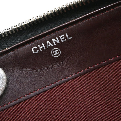 Chanel Zip Around Organizer Quilted Caviar, Black, Leather, Wallet