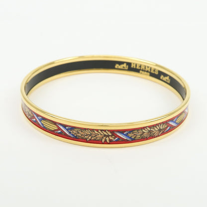 Hermes Bangle Printed Enamel, Gold, Gold Plated, Bracelet
