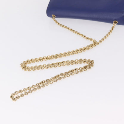 Salvatore Ferragamo Vala Chain Leather, Blue, Leather, Shoulder Bag
