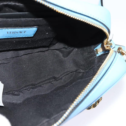 Versace Medusa Icon Front Slip Pocket Camera Quilted Leather, Blue, Leather, Shoulder Bag