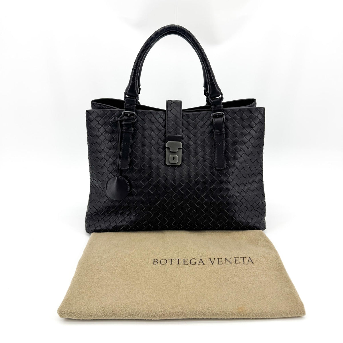 Bottega Veneta Capri Intrecciato Nappa, Black, Leather, Tote Bag