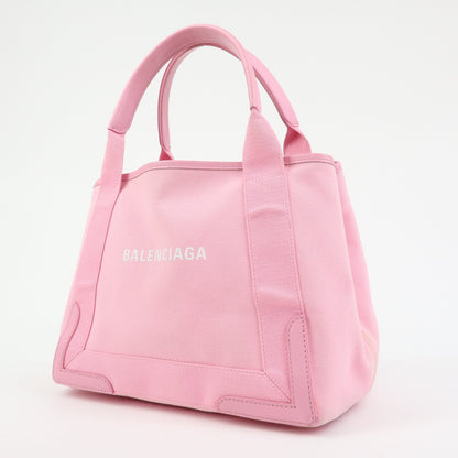 Balenciaga Navy Cabas Canvas with Leather, Pink, Canvas, Tote Bag