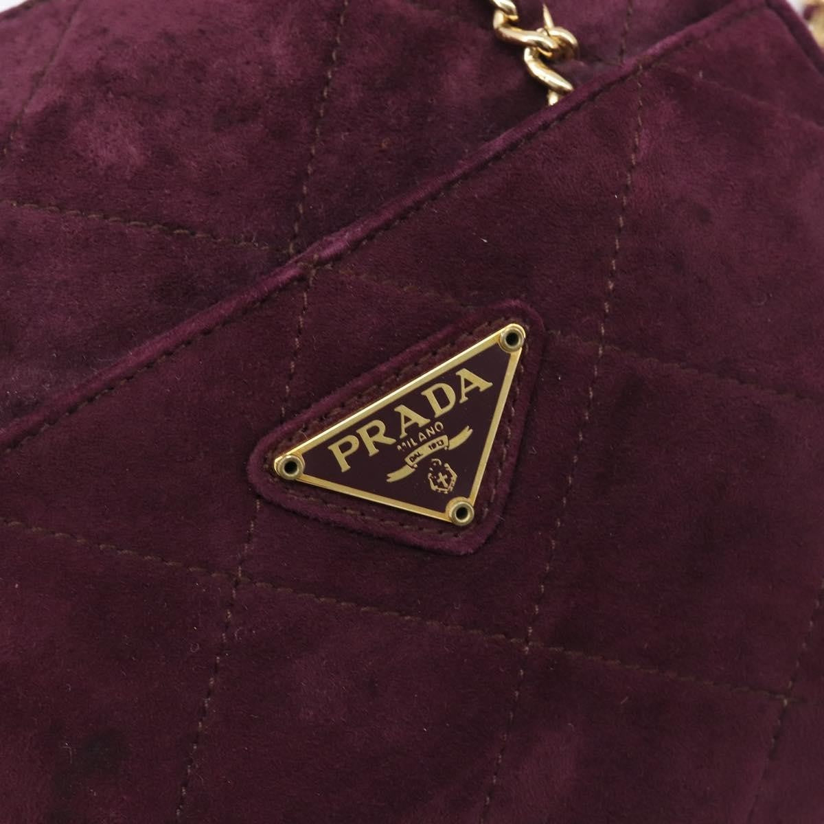 Prada Vintage Chain Flap Suede, Burgundy, Suede, Shoulder Bag