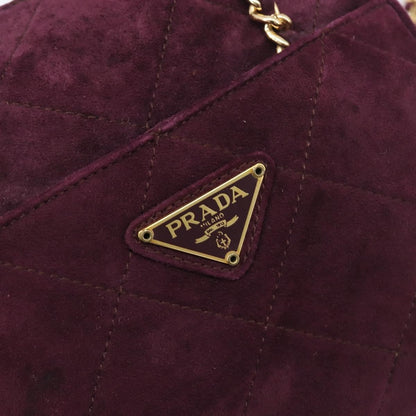 Prada Vintage Chain Flap Suede, Burgundy, Suede, Shoulder Bag