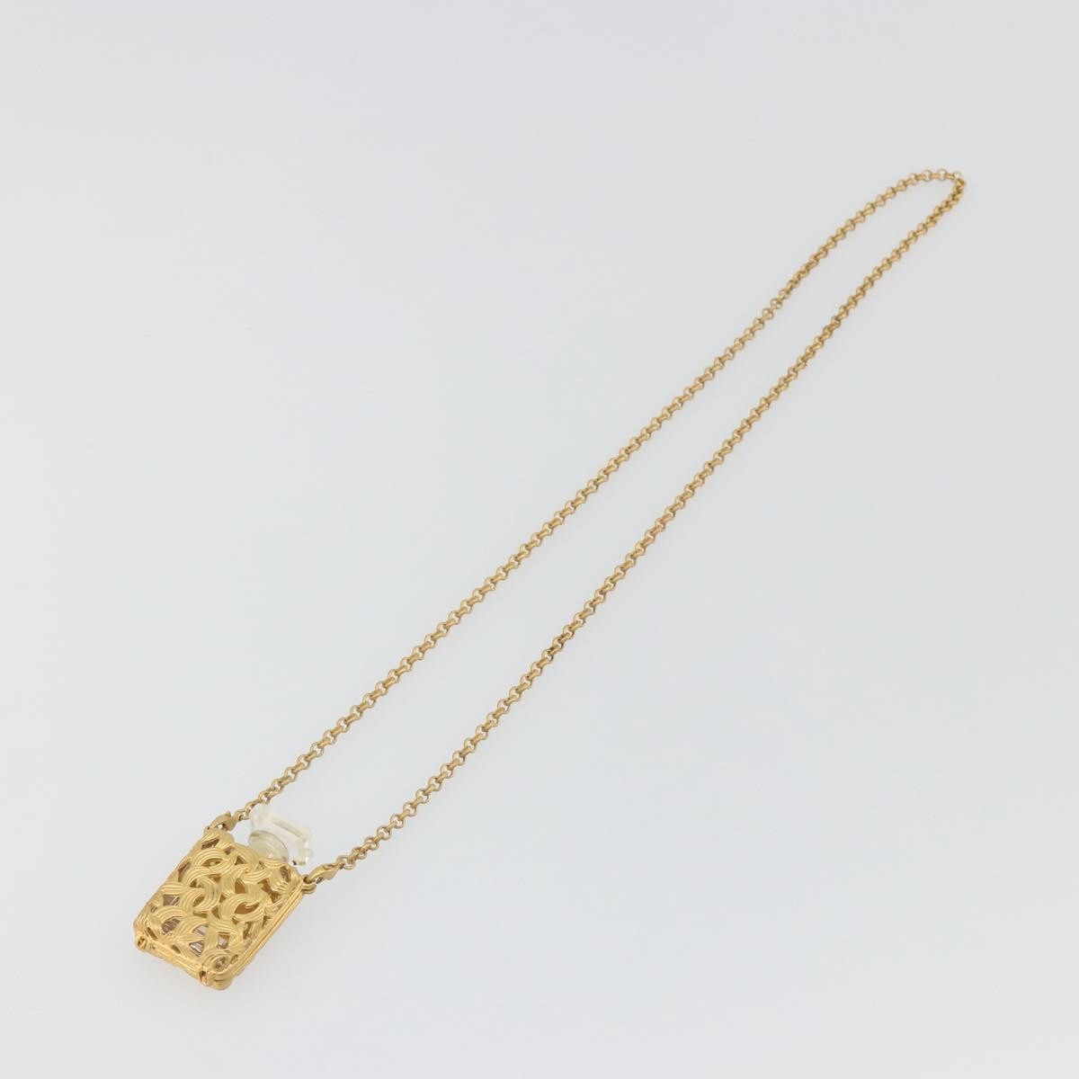 Chanel CC No.5 Perfume Bottle Pendant Metal, Gold, Metal, Necklace