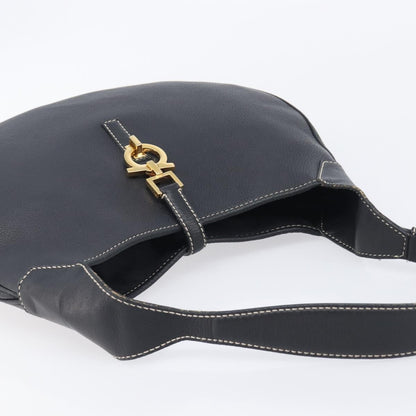 Salvatore Ferragamo Gancini Leather, Black, Leather, Crossbody Bag
