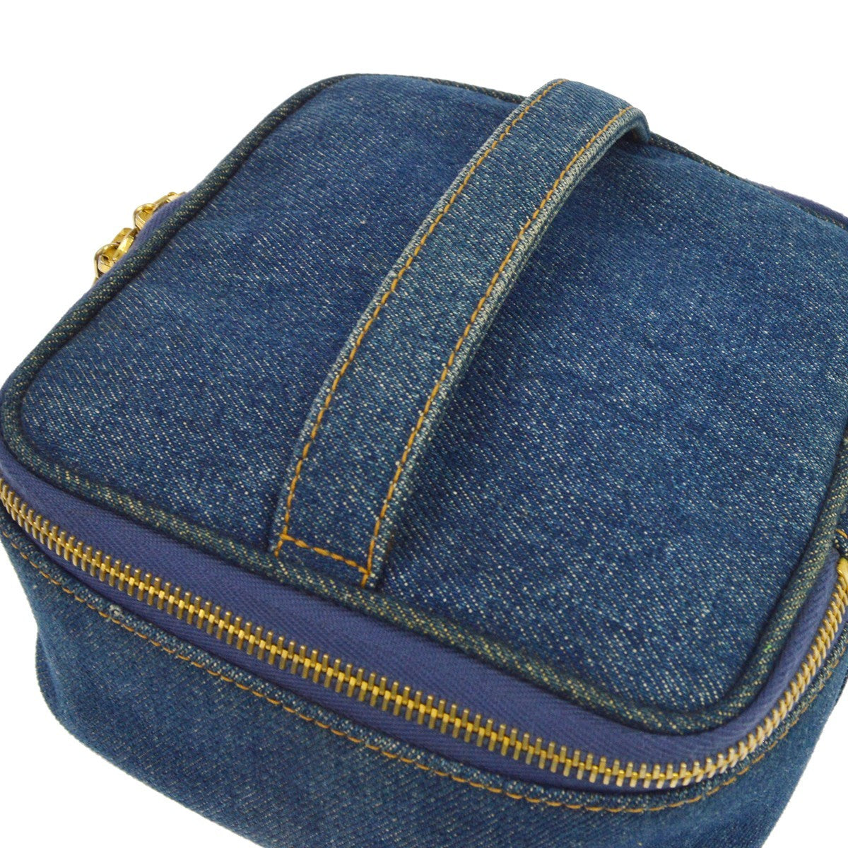 Chanel Vanity Case Quilted Denim, Blue, Denim, Clutch