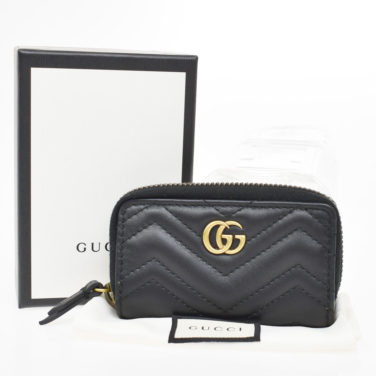 Gucci GG Marmont Zip Around Matelasse Leather, Black, Leather, Wallet