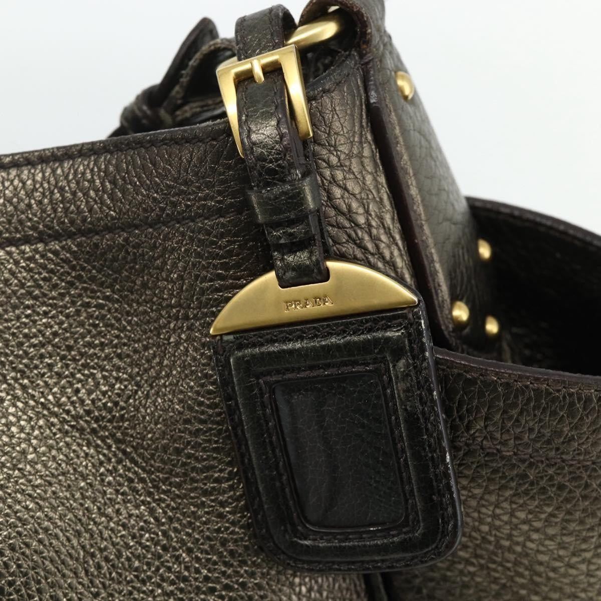 Prada Side Pocket Hobo Vitello Daino, Gold, Leather, Shoulder Bag