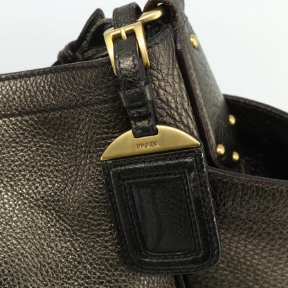 Prada Side Pocket Hobo Vitello Daino, Gold, Leather, Shoulder Bag