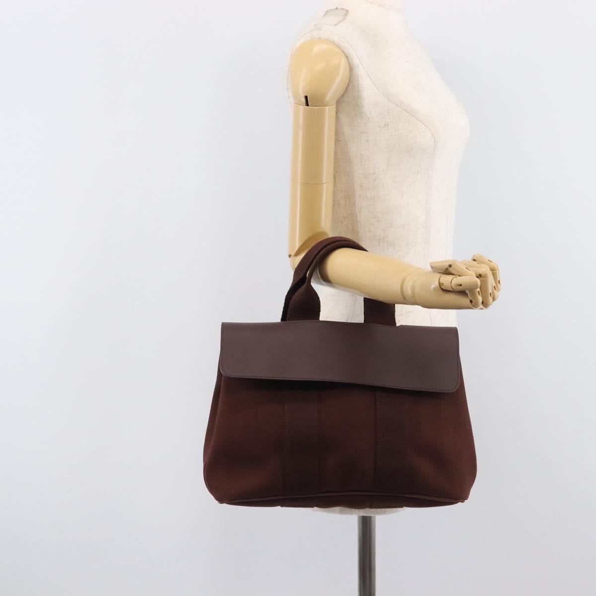 Hermes Valparaiso Toile and Leather, Brown, Canvas, Handbag