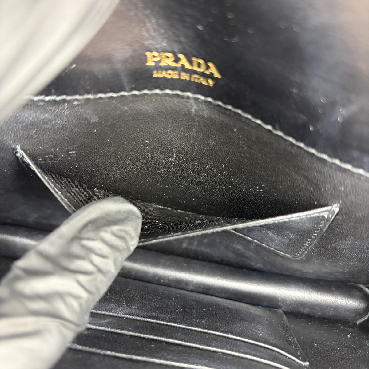 Prada Envelope Clutch Saffiano Leather, Black, Leather, Clutch