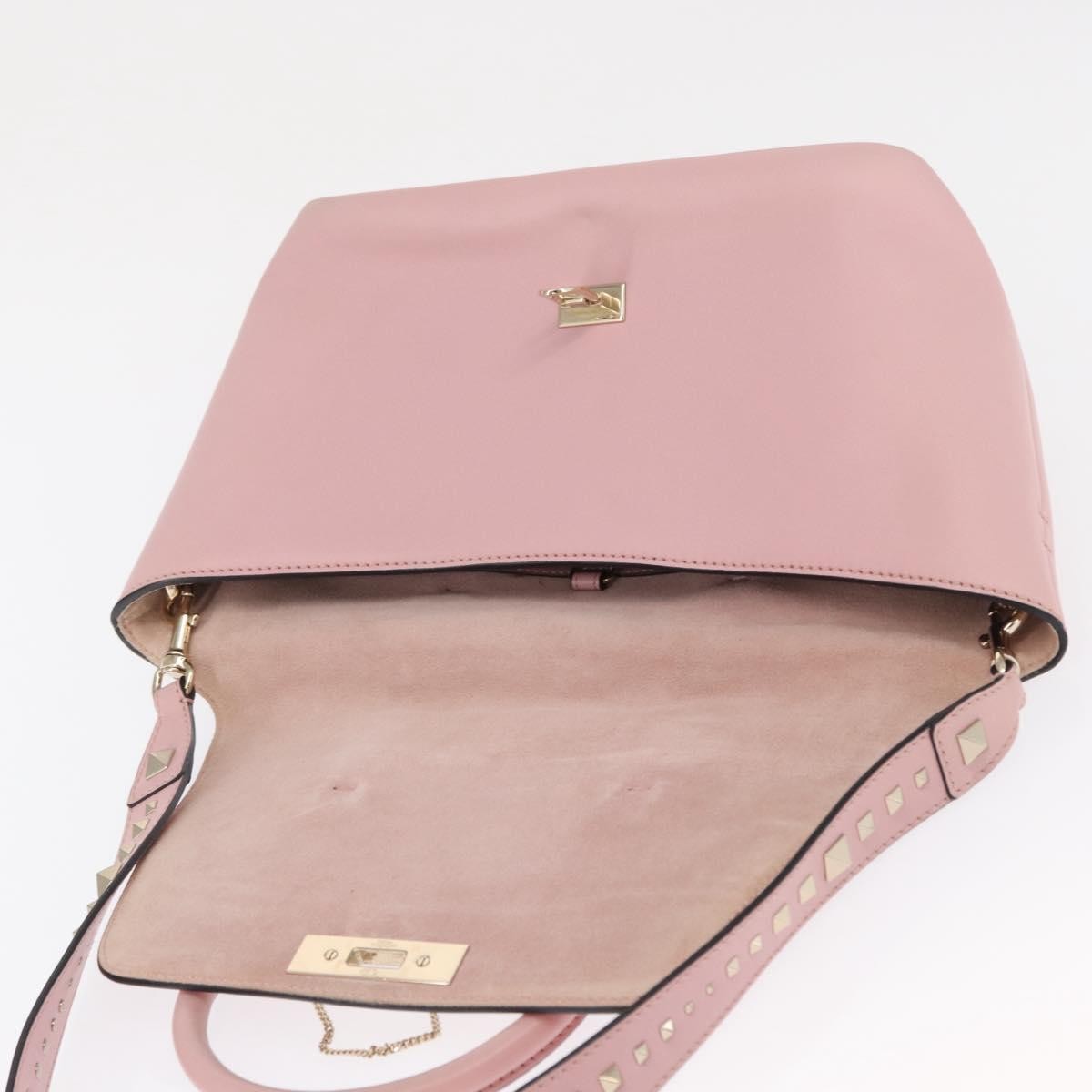 Valentino Garavani Demilune Flap Satchel Leather, Pink, Leather, Handbag