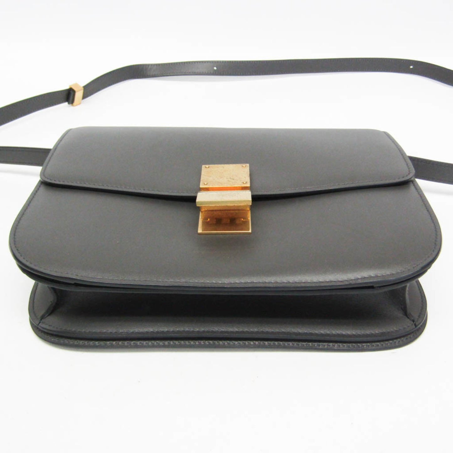 Celine Classic Box Smooth Leather, Gray, Leather, Handbag