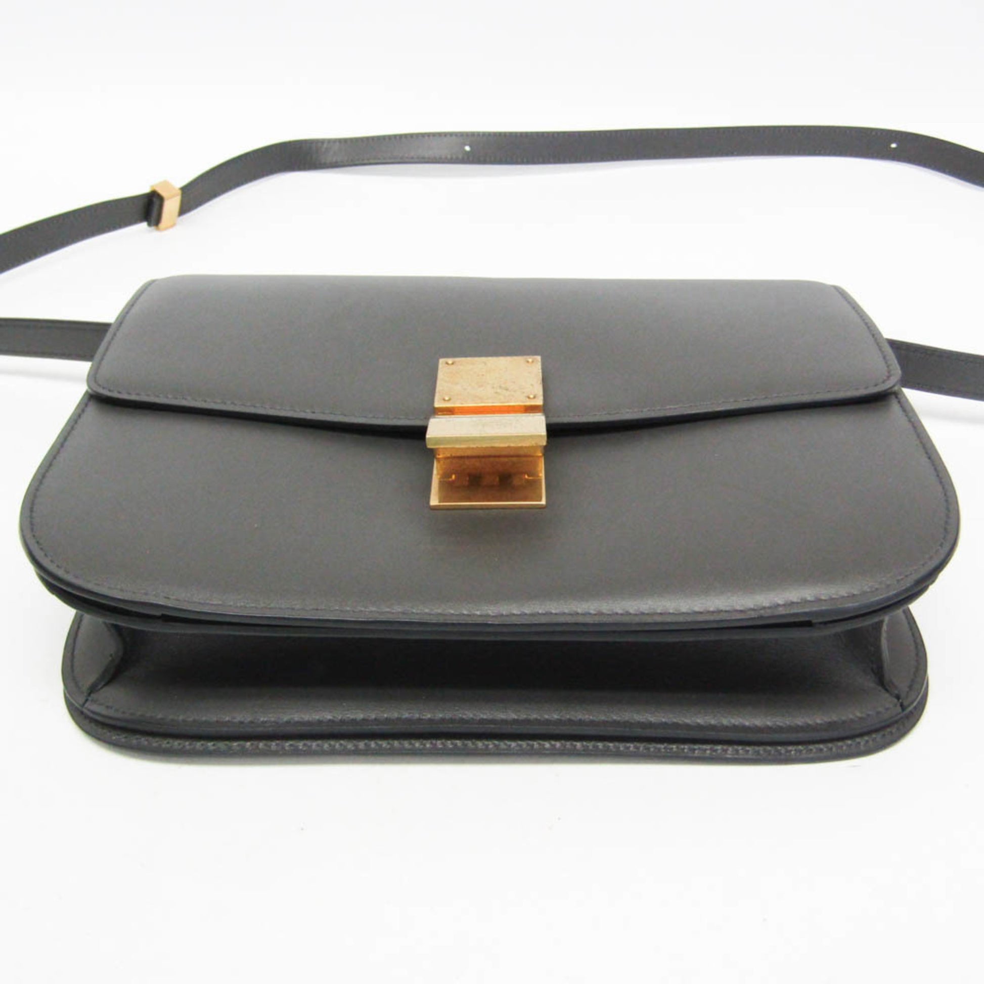 Celine Classic Box Smooth Leather, Gray, Leather, Handbag