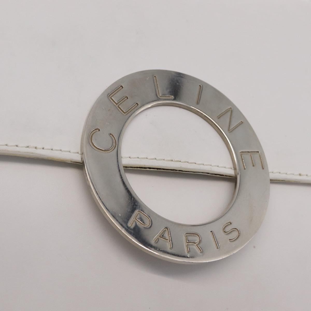 Celine Vintage Circle Logo Leather, White, Leather, Crossbody Bag