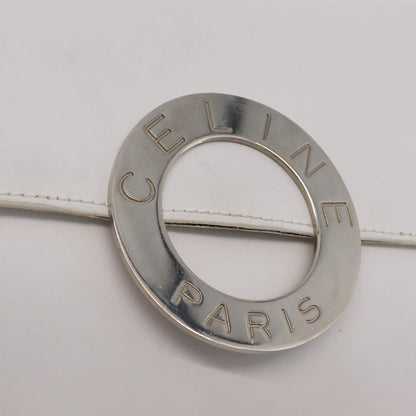 Celine Vintage Circle Logo Leather, White, Leather, Crossbody Bag