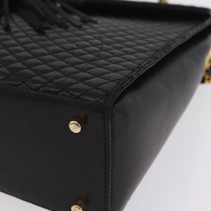 Bally Vintage Chain Quilted Leather, Black, Leather, Shoulder Bag
