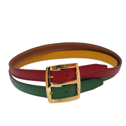 Hermes Double Hole Buckle Belt Metal and Leather, Multicolour, Leather, Belt