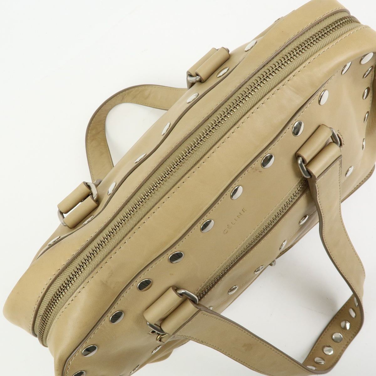 Celine Bowling Leather, Beige, Leather, Handbag