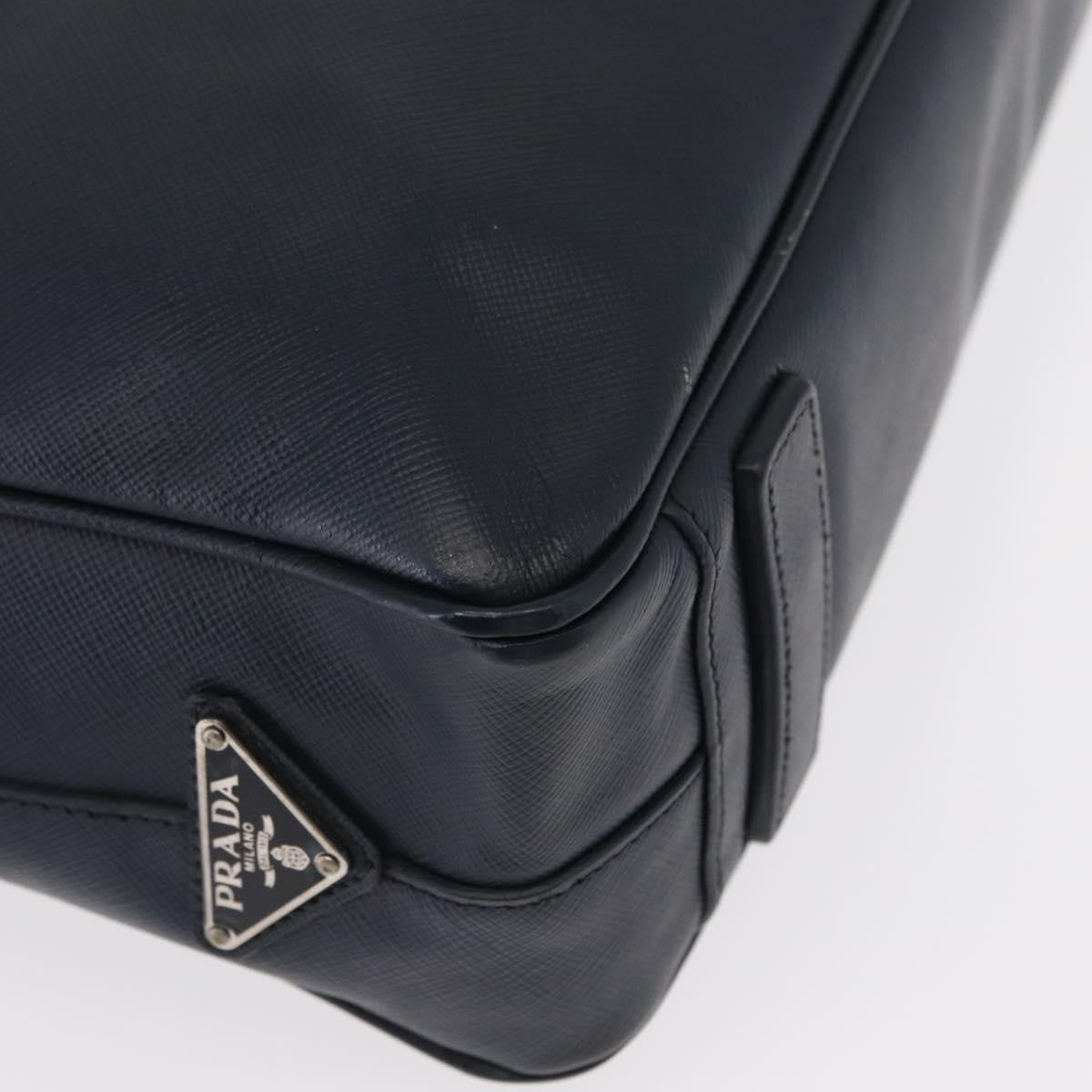 Prada Convertible Zip Around Saffiano Leather, Navy, Leather, Briefcase