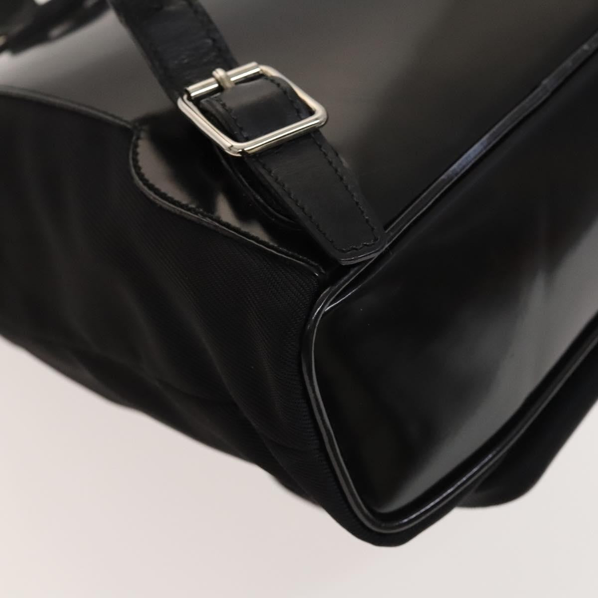Gucci Vintage Bamboo Nylon and Patent Leather, Black, Nylon, Backpack